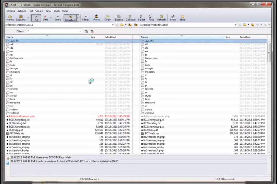 screenshot of Beyond Compare